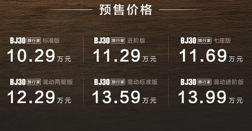 北京越野 BJ30 旅行家将于 9 月 27 日上市,预售价 10.29 万元起